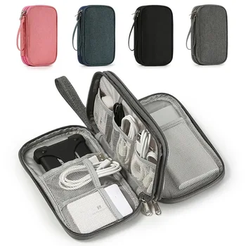 Преносими чанти за съхранение на кабели за данни, организатор на слушалки, калъф за носене на цифрови джаджи, двуслойна цифрова USB защита на твърдия диск B