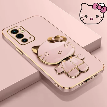 Hello Kitty галванично телефон случай за Samsung Galaxy A53 A73 A13 A23 A33 A12 A22 A32 A52 A52S A04 A04S A14 Kickstand Cover