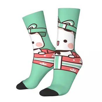 Смешни Щастливи мъжки компресионни чорапи Коледна подаръчна кутия Ретро Хараджуку Милк и Мока Бубу Дуду улица безшевни екипаж луд чорап
