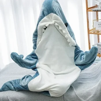 One Piece Shark Winter Sleepwear Bag Пижами Комплект Дамско коледно спално облекло за спално облекло за възрастни Onesie одеяло
