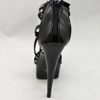 LAIJIANJINXIA Нов 15CM / 6inches PU горен модел секси екзотични висок ток платформа парти жени сандали полюс танц обувки H327