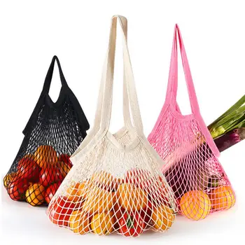 Мрежеста чанта Сгъваема памучна нишка Плодова зеленчукова чанта Хранителни стоки Нетна пазарска чанта Кухненска притурка