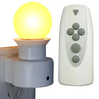 Интелигентен тайминг затъмняване светлина гнездо стена крушка щепсел бял E27 LED светлина гнездо с дистанционно управление за 220V 1-15W крушка