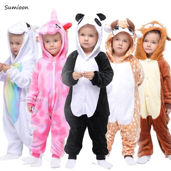 Деца Кигуруми Еднорог Пижами Детски бебешки животински гащеризони Гащеризон Onesie Panda Пижама Спално облекло Момичета Cosplay Пижама Пижама
