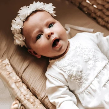 Принцеса корона лента за глава бебе цветя тюрбан еластична коса момиче главата ленти деца дантела меки аксесоари ins новородено снимка подпори